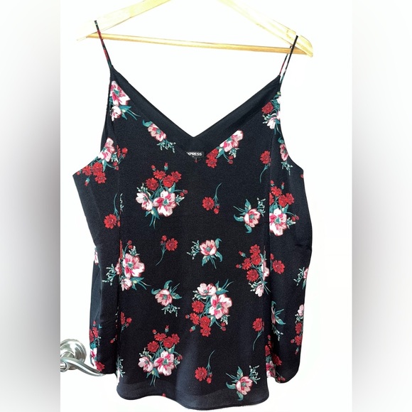Express Floral Black and Red Sleeveless Camisole XL - Picture 1 of 3